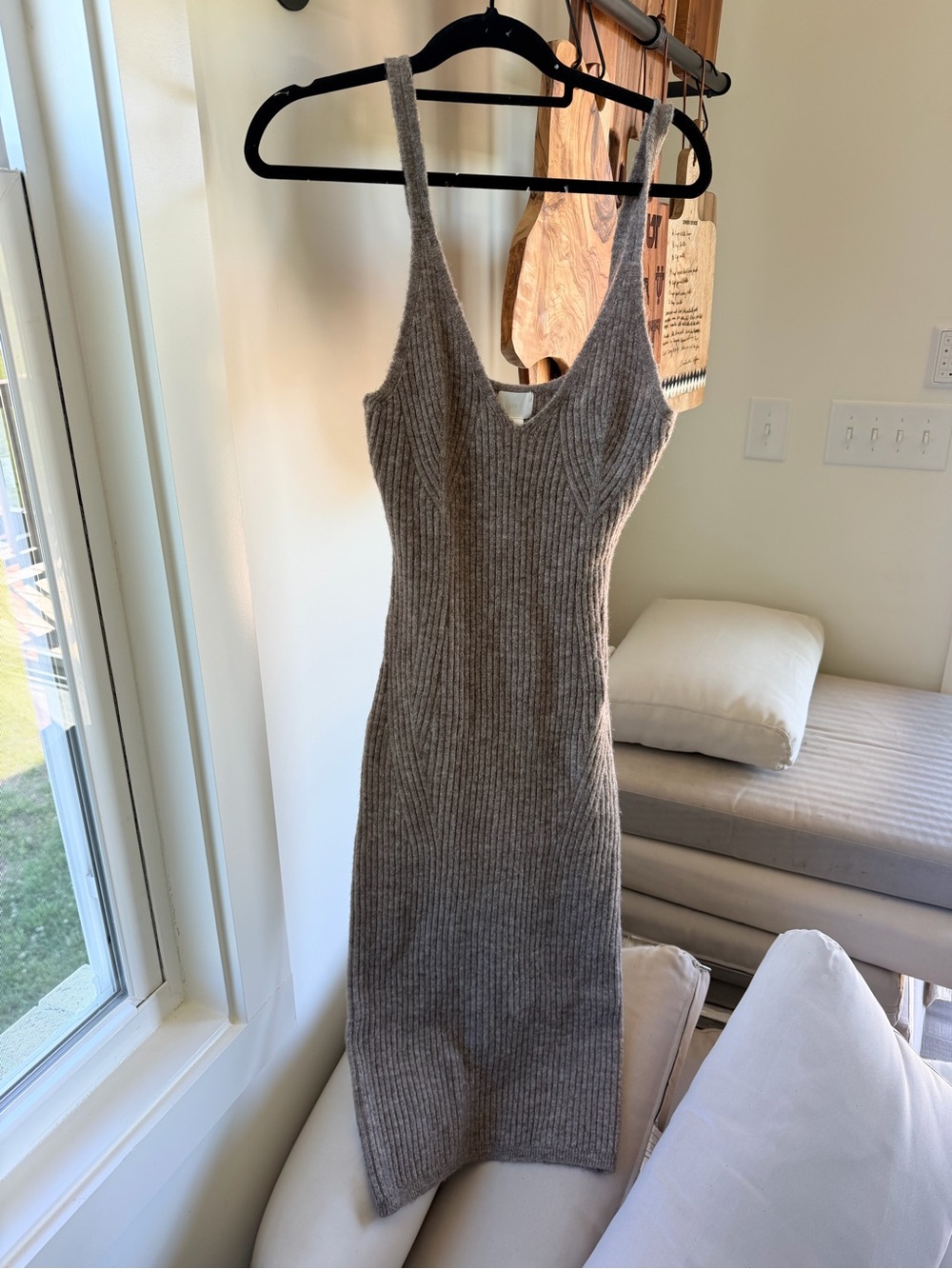 Ribbed Knit Sleeveless Bodycon Dress - Neutral Taupe
